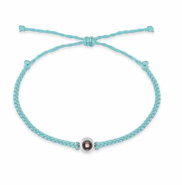 I Wear U Engraved Projection Bracelet (Blue Rope-White Ornament)