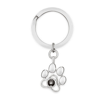 I Wear U Engraved Projection Keychain FootPrint (Silver)