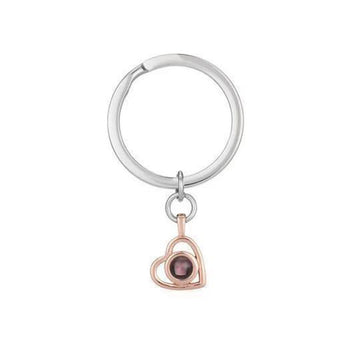 I Wear U Engraved Projection Keychain Heart Shaped ( Rose Gold)